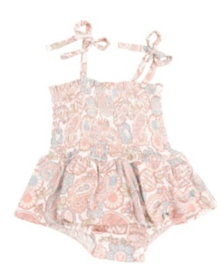 Smocked Bubble with Skirt - Folk Paisley
