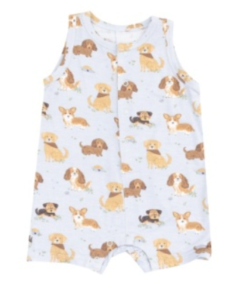 Best Friend Dogs Blue Sleeveless Shortie Romper