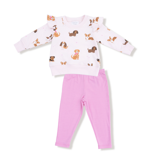 Best Friend Dogs French Terry Ruffle Sweatshirt + Bamboo Legging