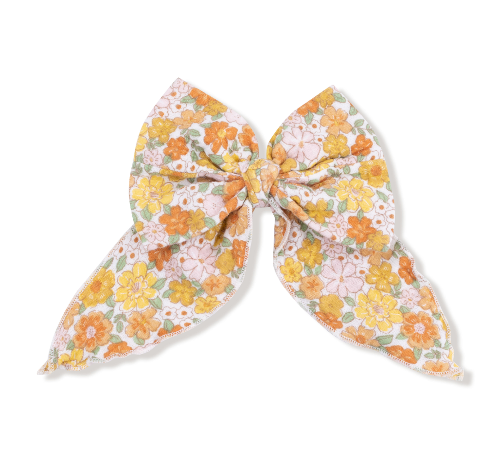 Sweet Amber Floral - Bow W/ Tails Clip In