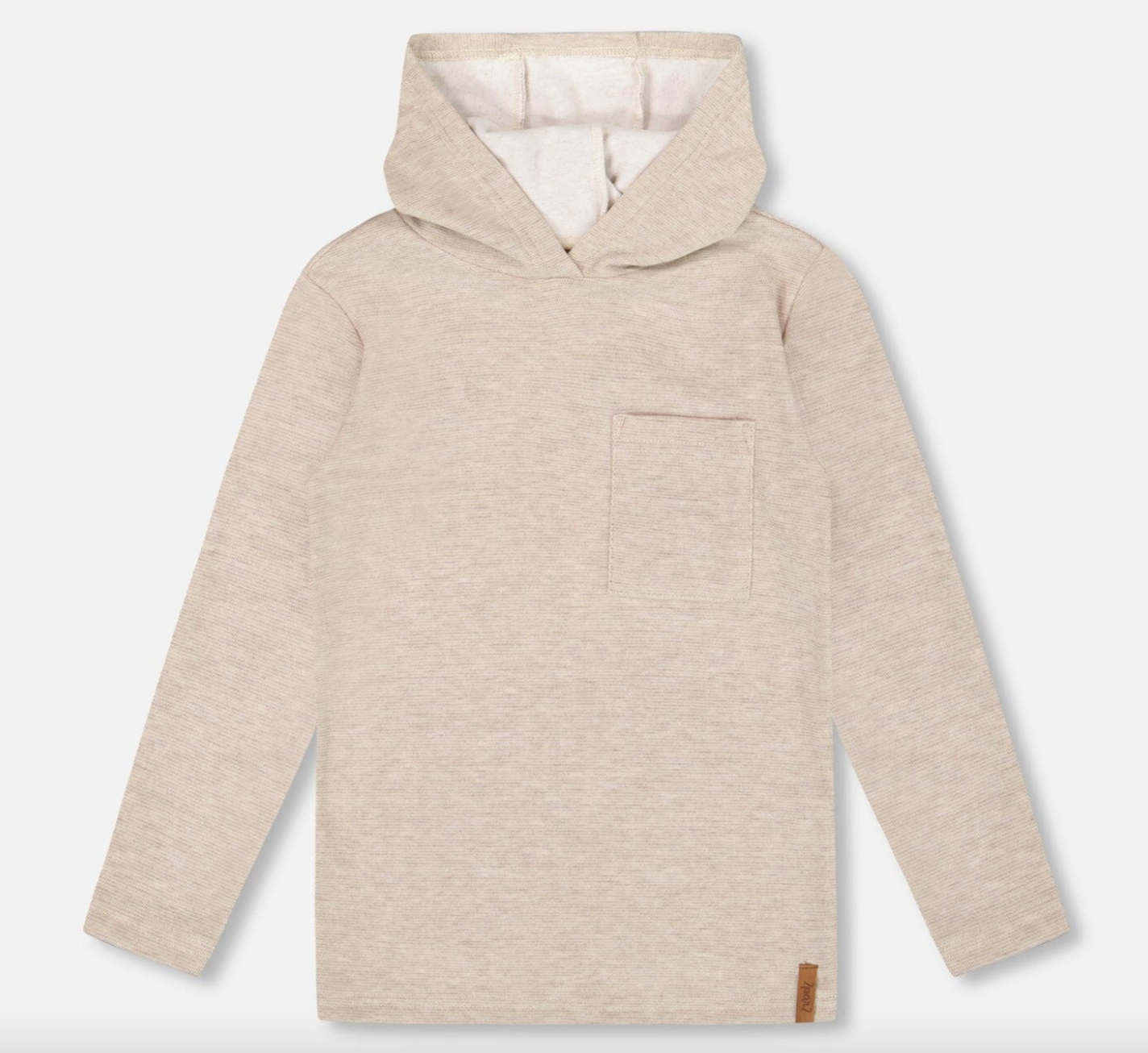 Long Sleeve Super Soft Brushed Jersey Hooded Tee Heather Beige
