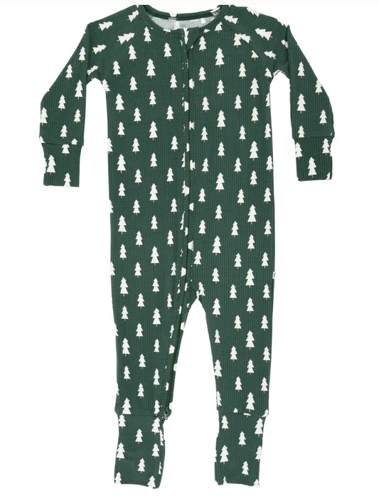 Christmas Trees Small Ribbed Zip Romper