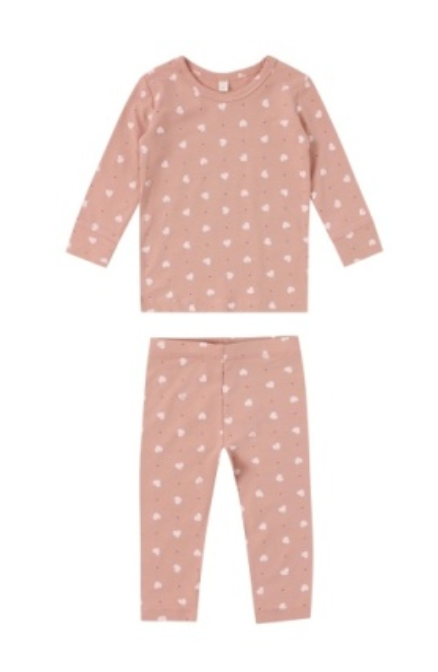 Bamboo Pajama Set Pink Hearts