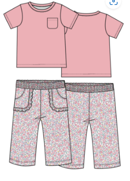 Elizabeth's Garden - Short Sleeve Shirt with Wide Leg Pant