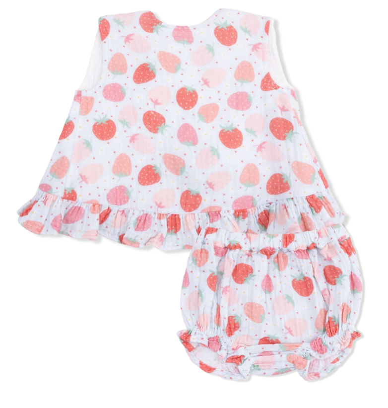 Strawberry Bliss - Ruffle Back Top & Bloomer