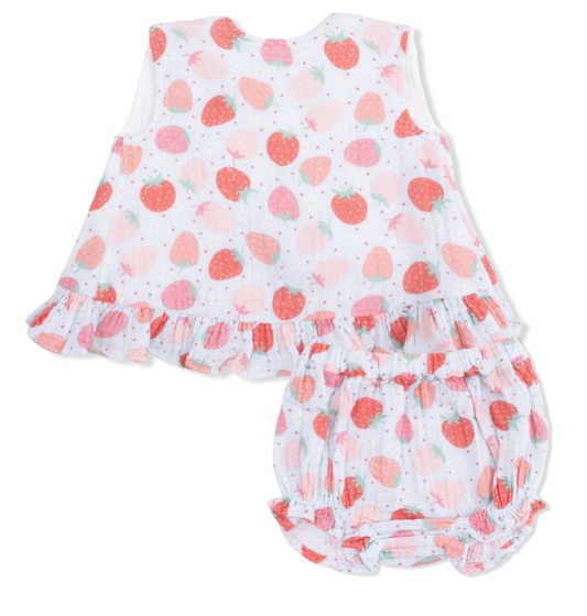 Strawberry Bliss - Ruffle Back Top & Bloomer