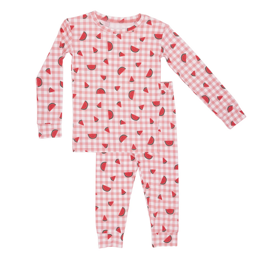 Watermelon Pink Gingham Two-Piece Set