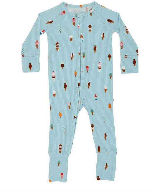 Ice Cream Shop Small Ribbed Zip Romper