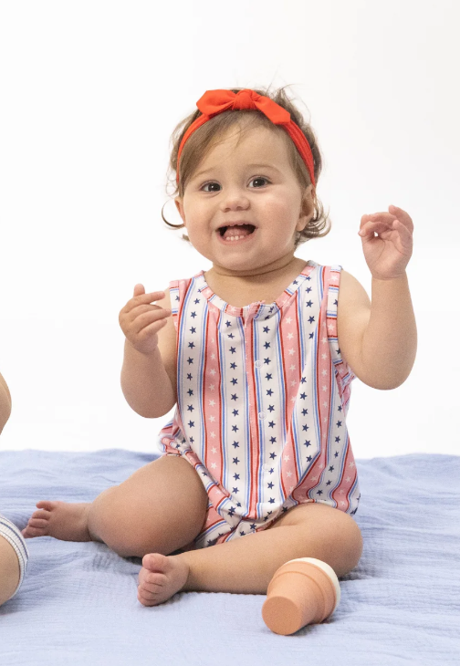 Stars And Stripes - Sleeveless Shortie Romper