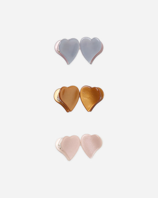 Heart Mini Clips Dusty Blue, Clay, Blush