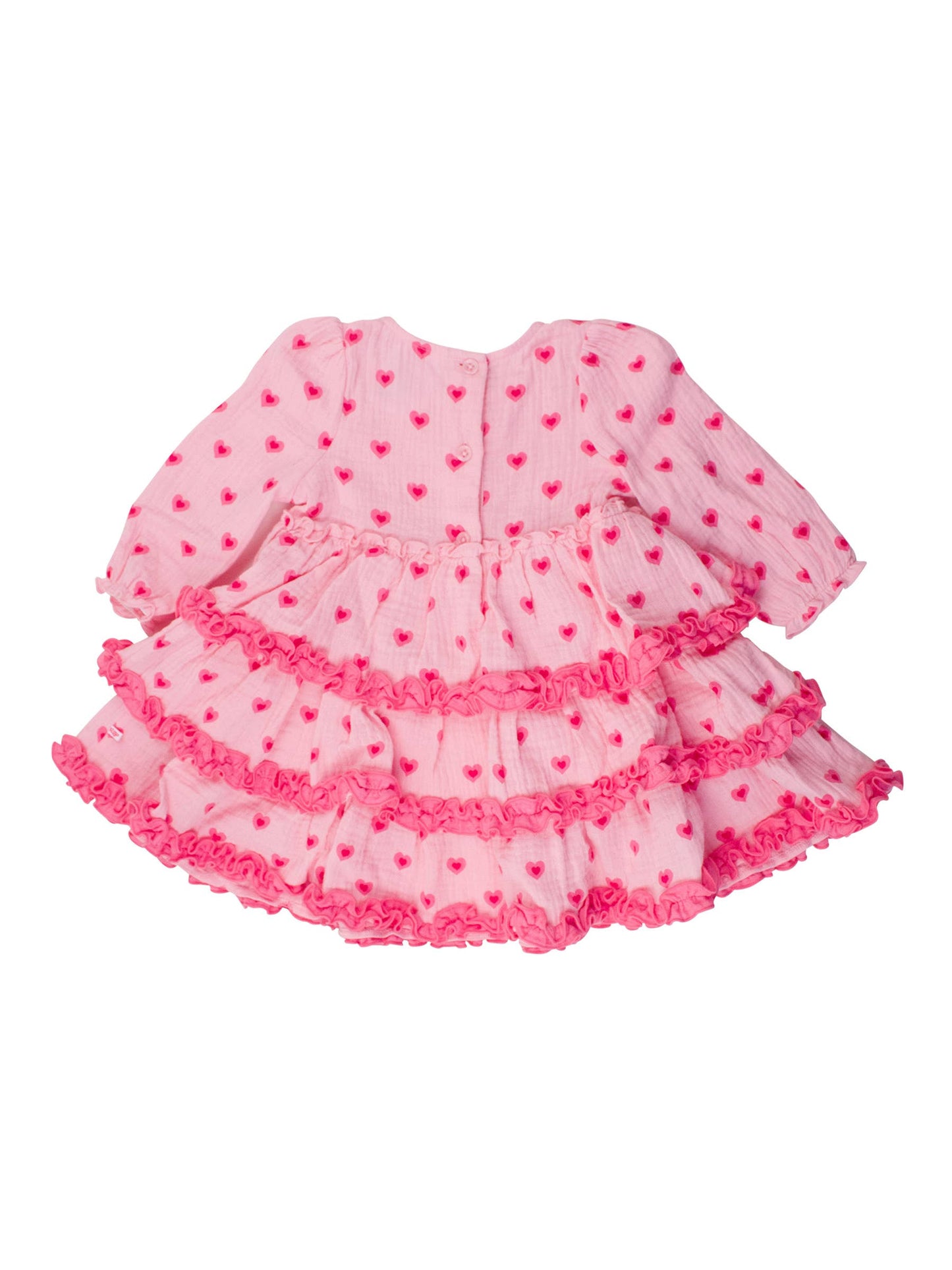 Girls I Heart You Cotton Gauze Tiered Ruffle Dress