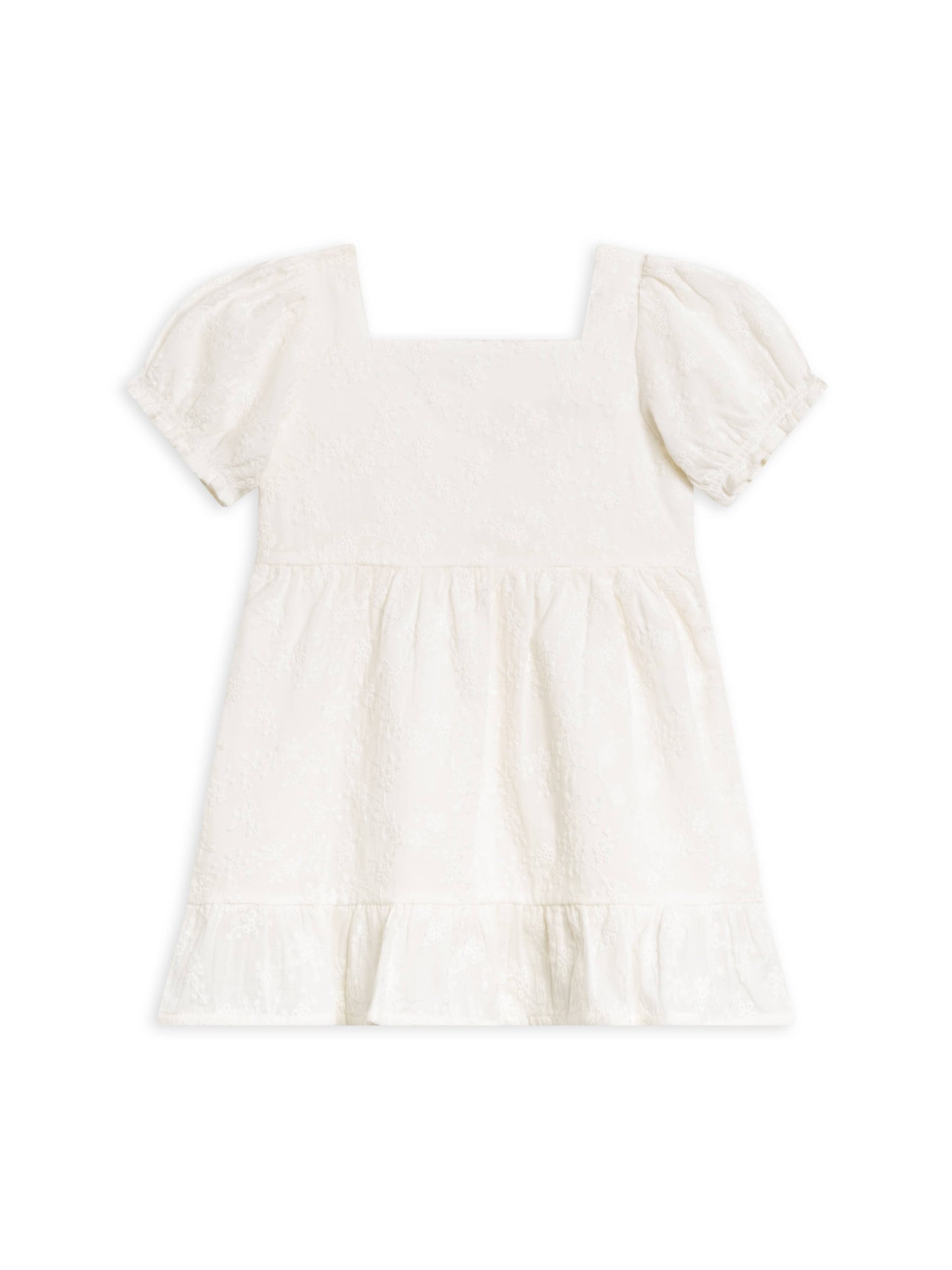 Organic Baby Briar Eyelet Puff Sleeve Dress - Coconut