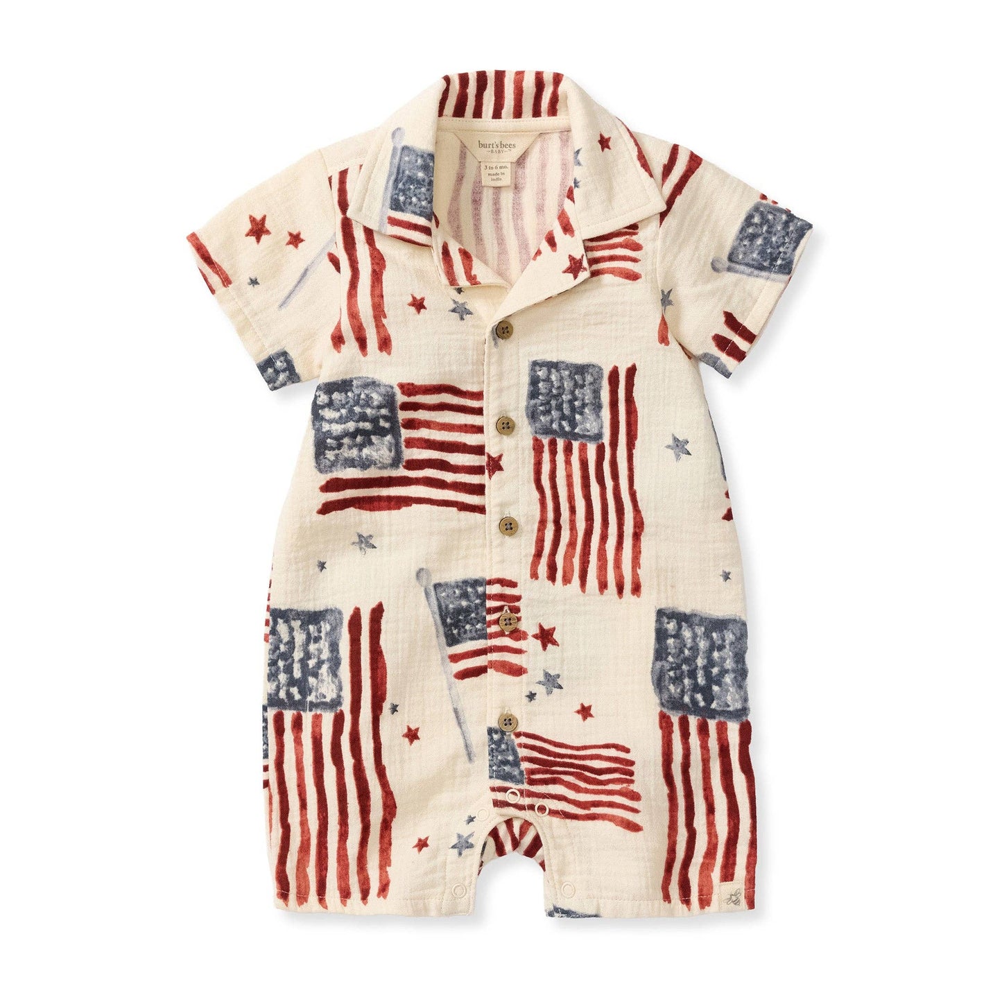 American Flag Baby Boy Romper