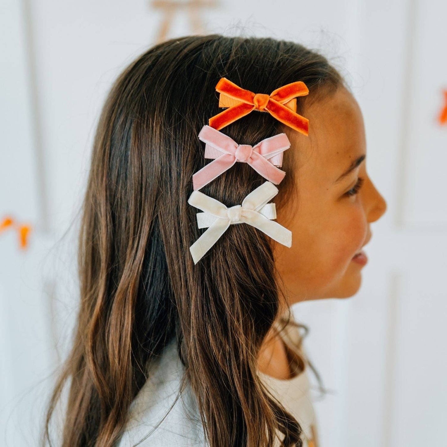 Mini Velvet Bow Clip Set - Kids Hair Accessories - Hair Bows