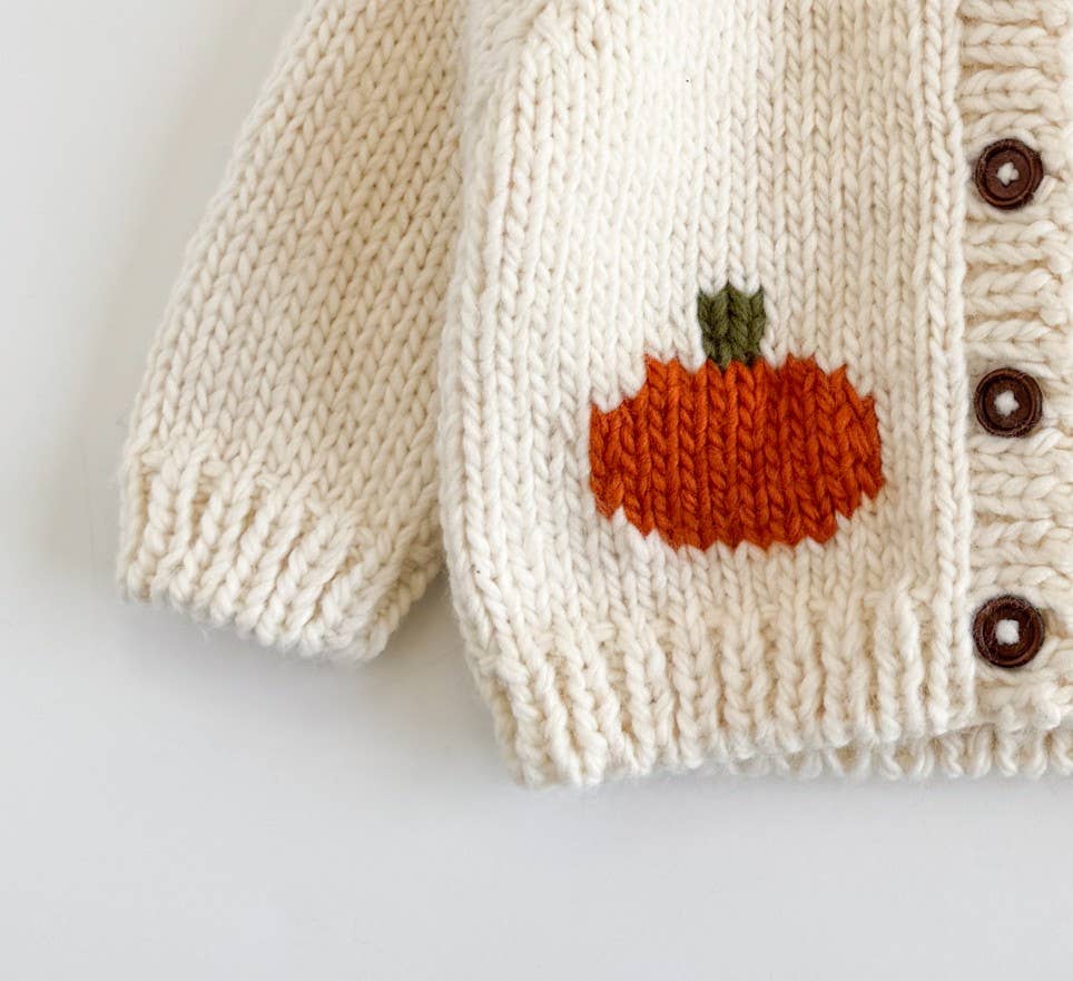 Pumpkin Cardigan Fall Baby Kid Apparel Thanksgiving