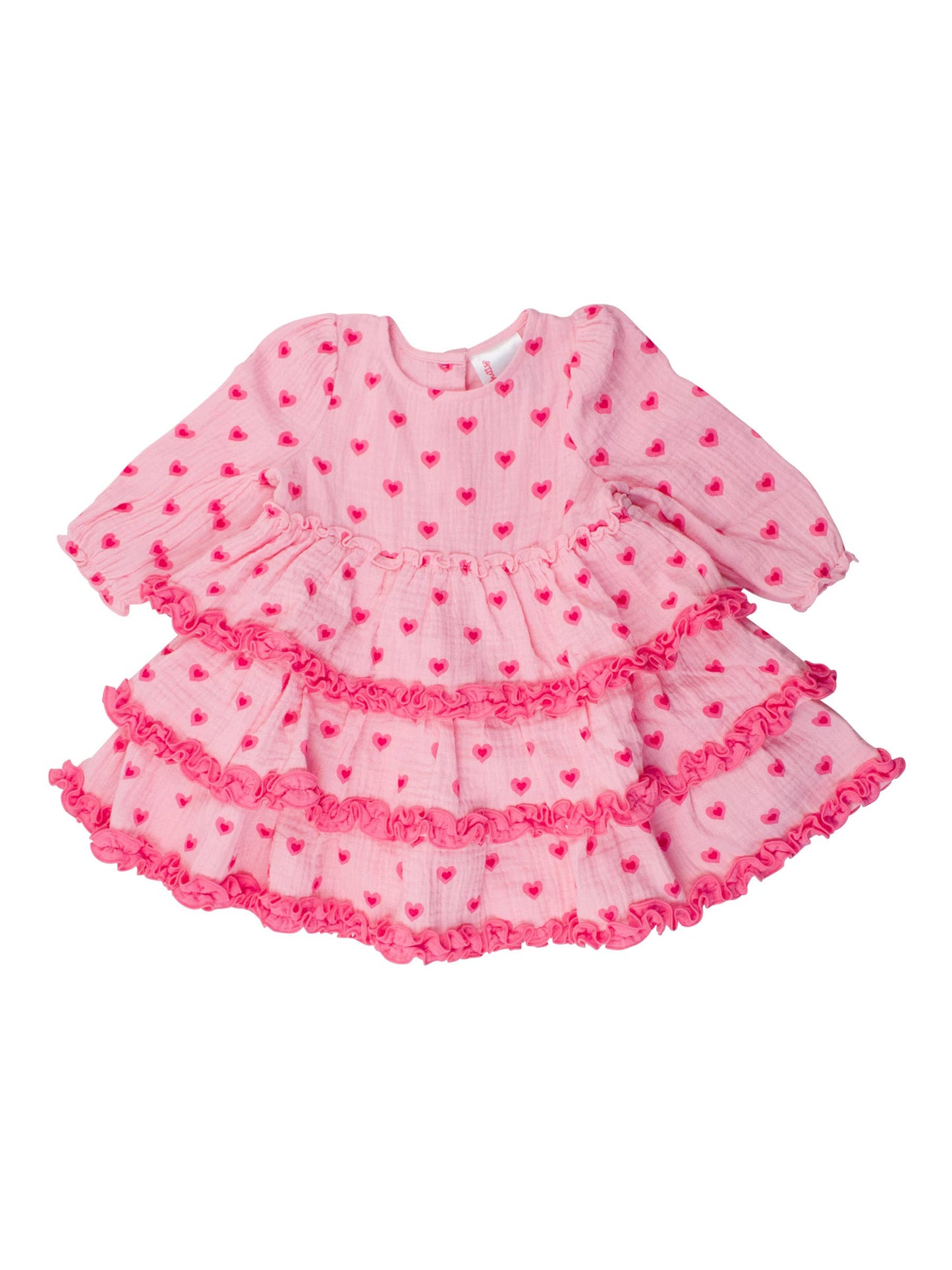 Girls I Heart You Cotton Gauze Tiered Ruffle Dress