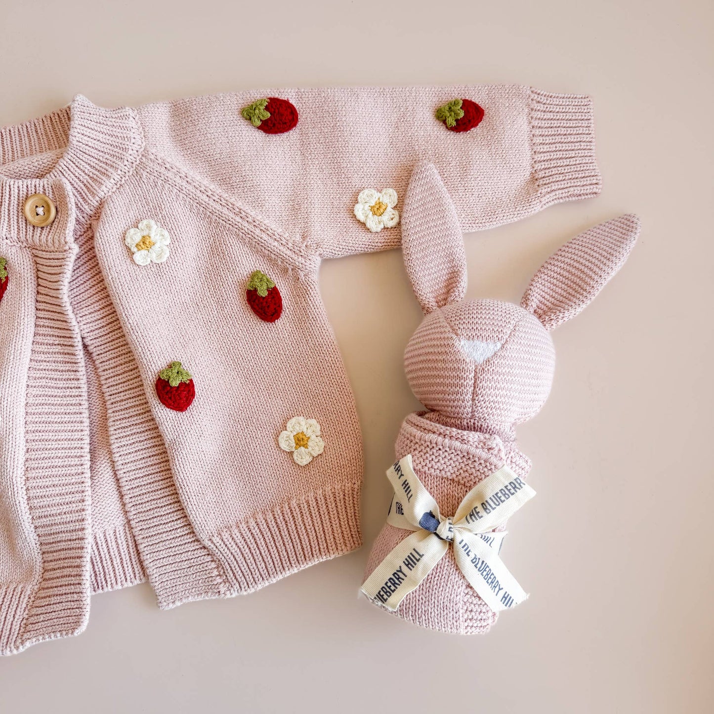 Cotton Strawberry Flower Cardigan Blush Baby Sweater Clothes