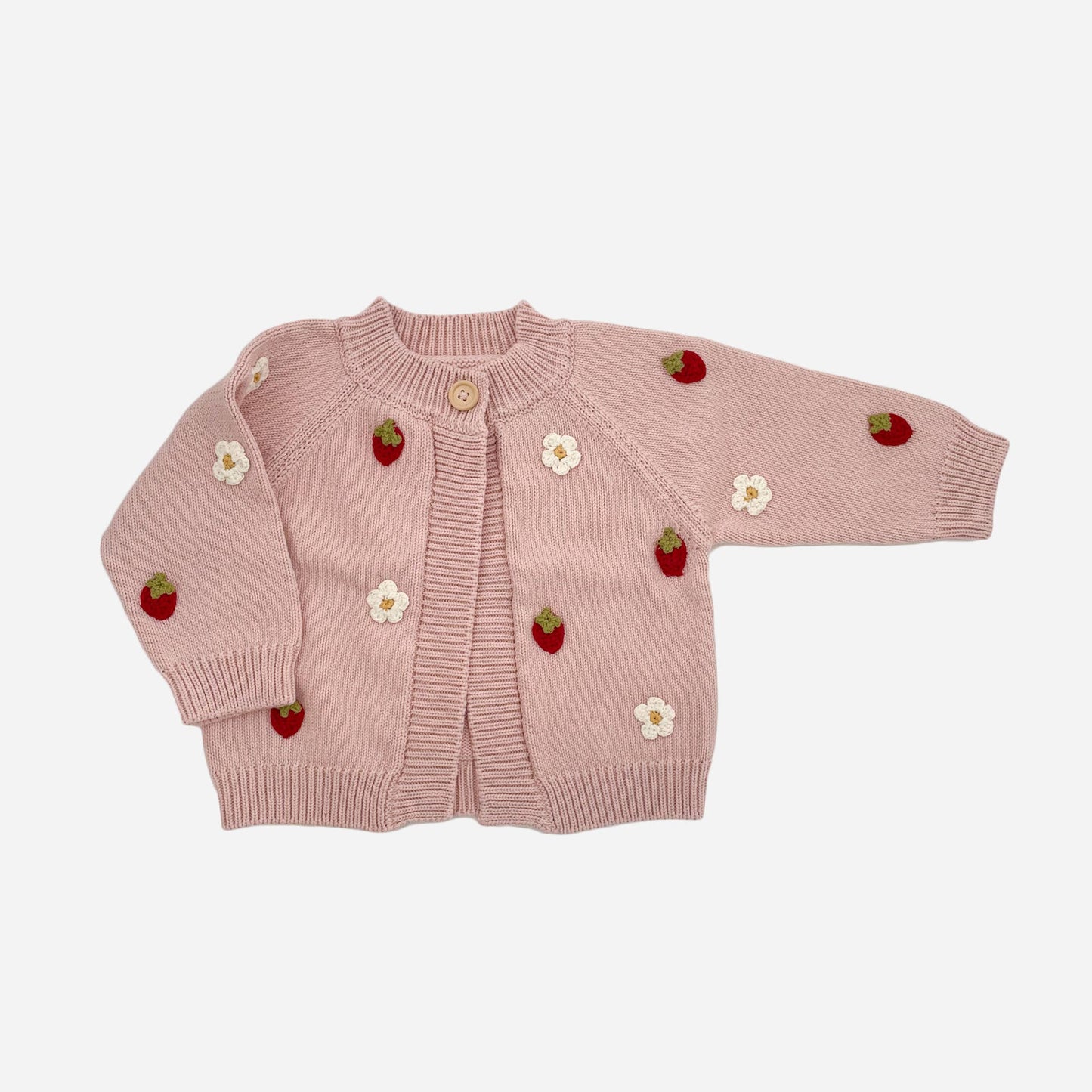 Cotton Strawberry Flower Cardigan Blush Baby Sweater Clothes