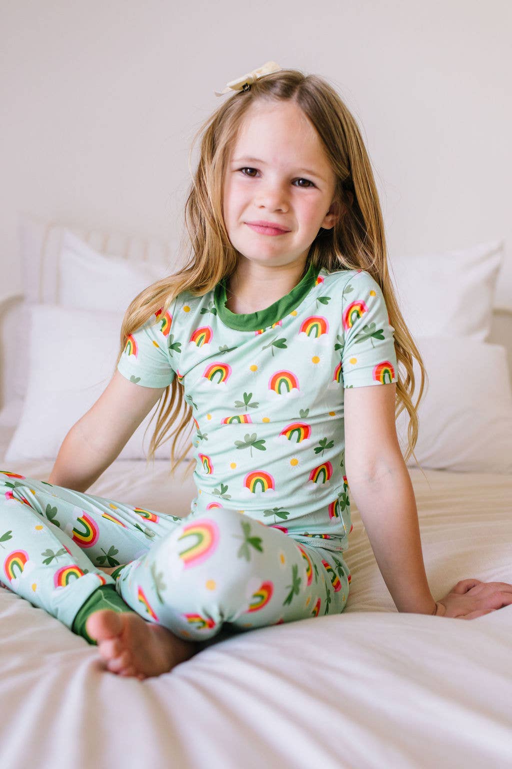 2 piece Short Sleeve Bamboo Pajama in Pure Luck | St Patrick