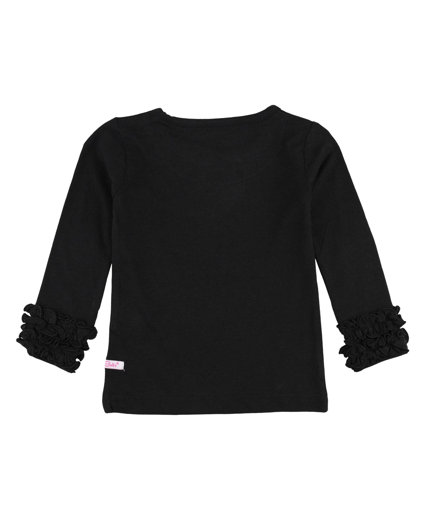 Girls Black Ruffled Long Sleeve Layering Tee