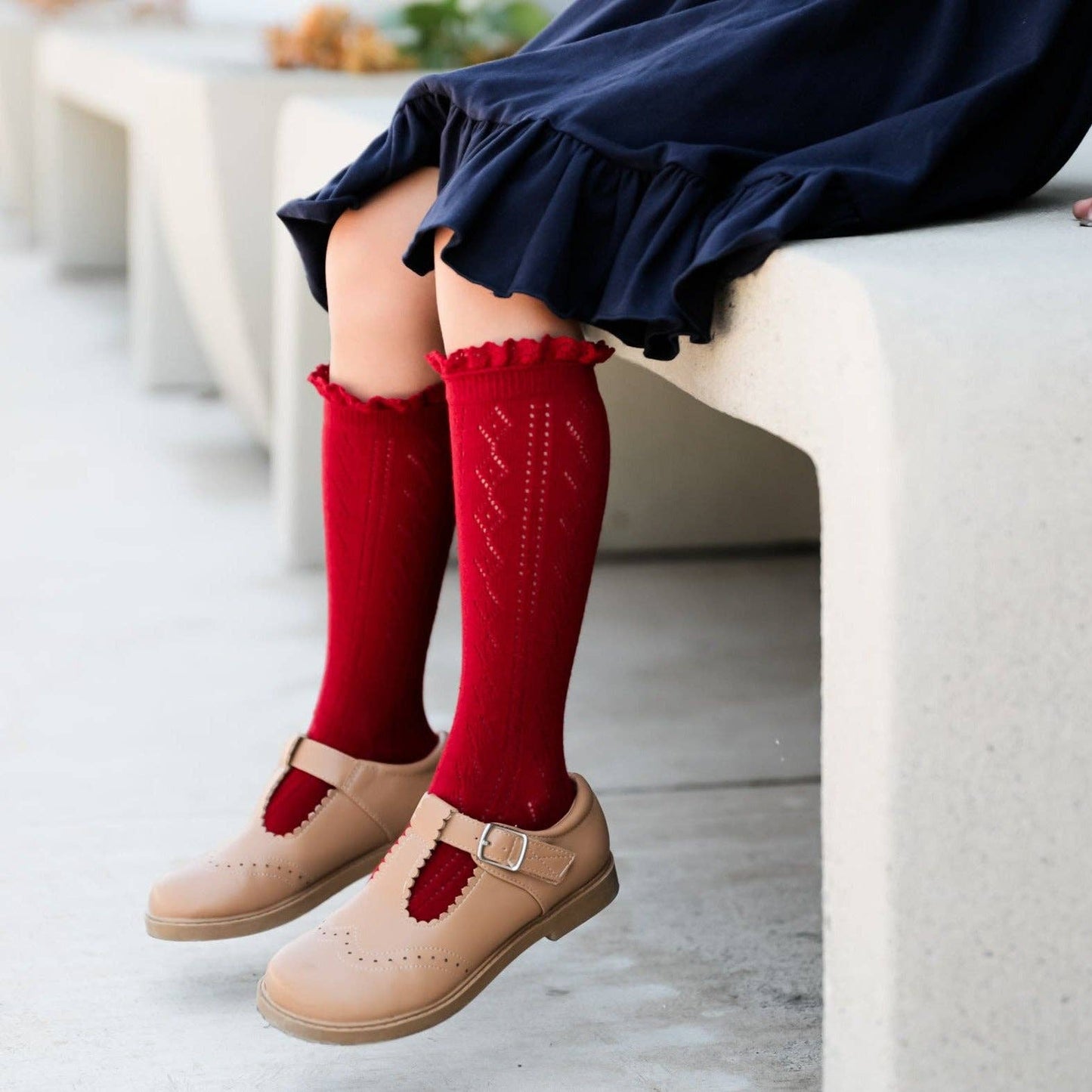 Cherry Fancy Lace Top Knee High Socks