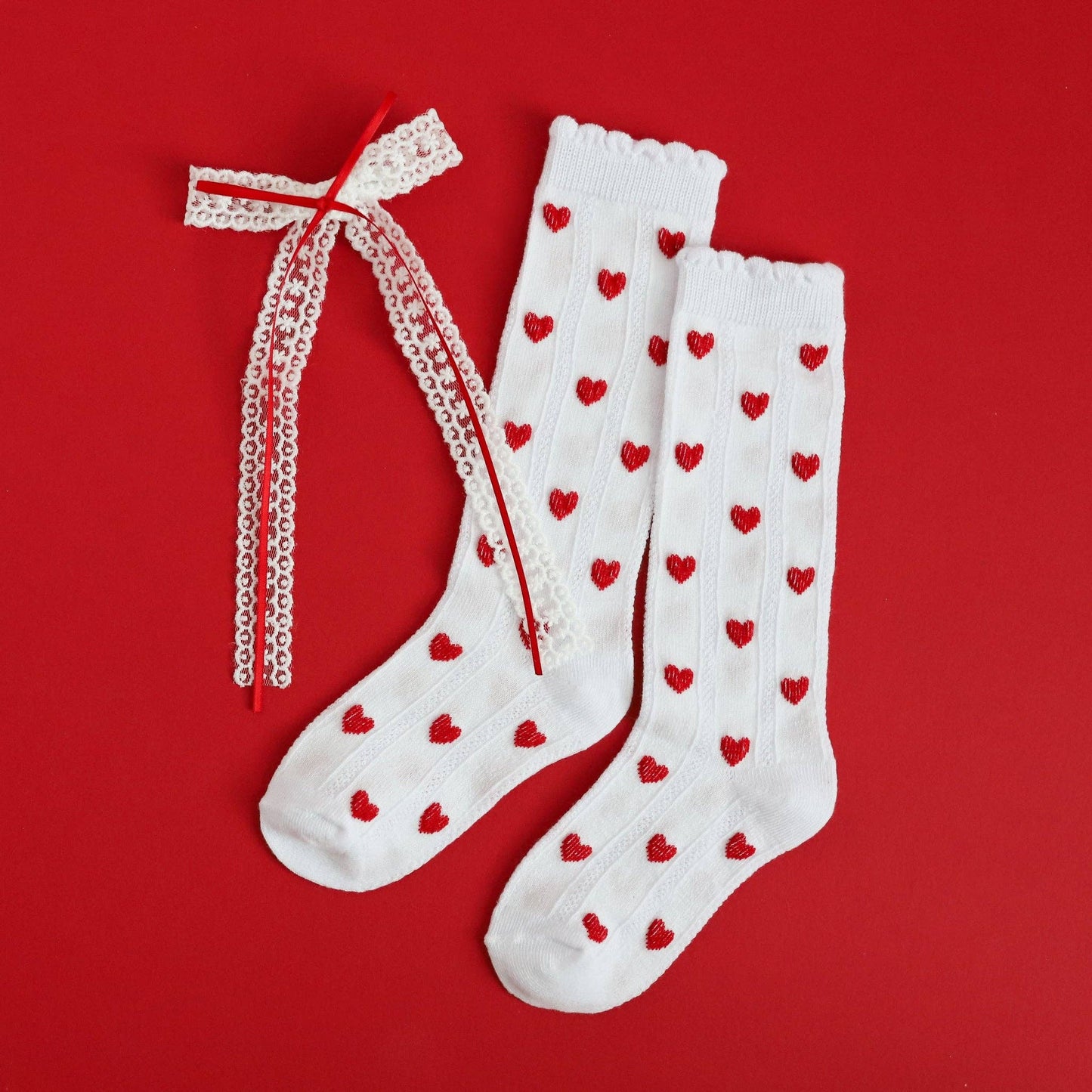 Little Stocking Co. - Heart Scalloped Knee High Socks