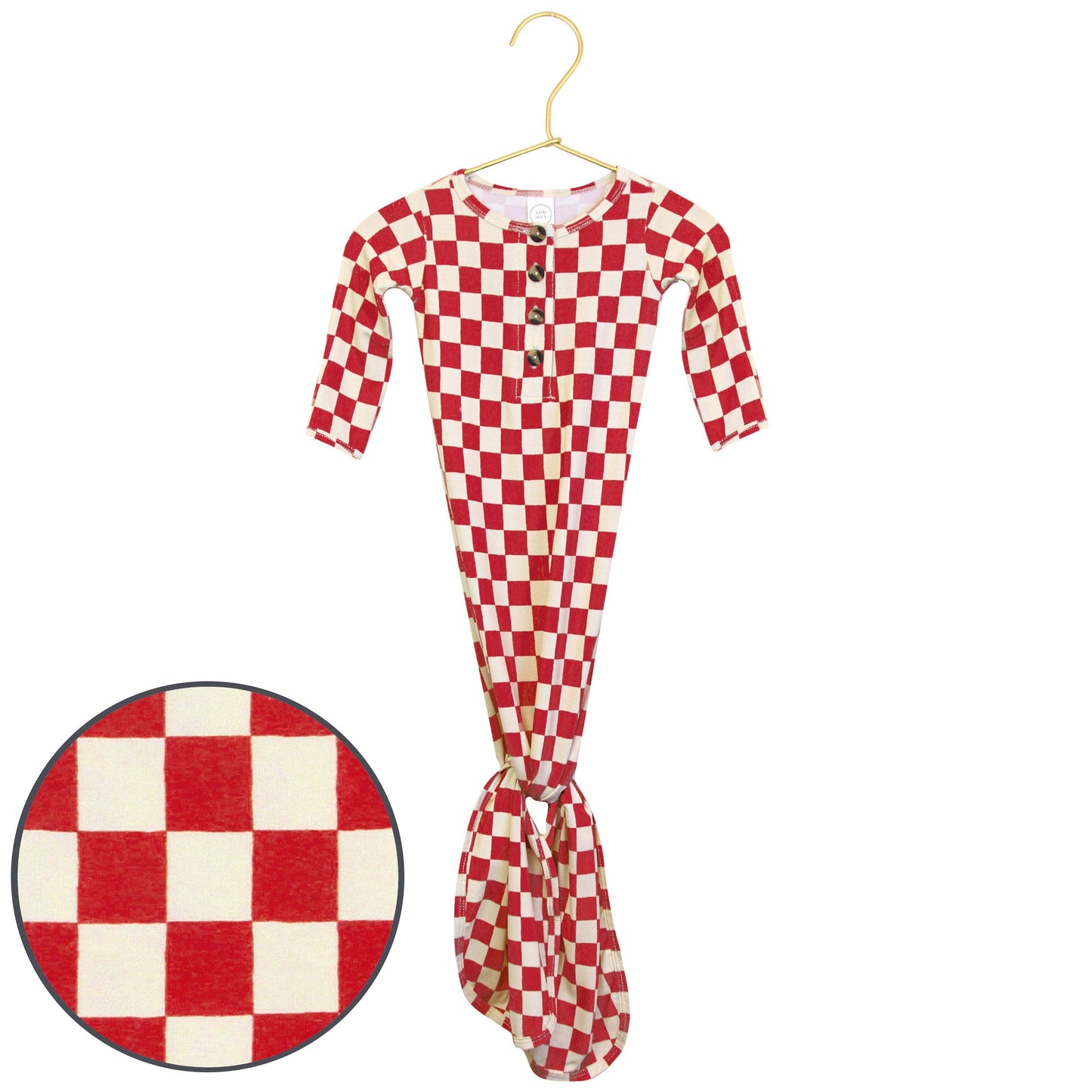 Red Check Knotted Gown