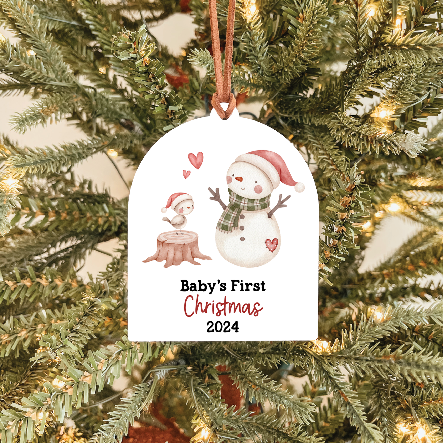 Baby's First Christmas Ornament 2024 | Snowman & Bird Arch