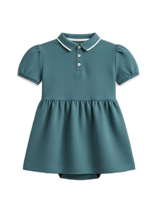Colored Organics - Meri Pique Polo Dress Bodysuit - Laguna