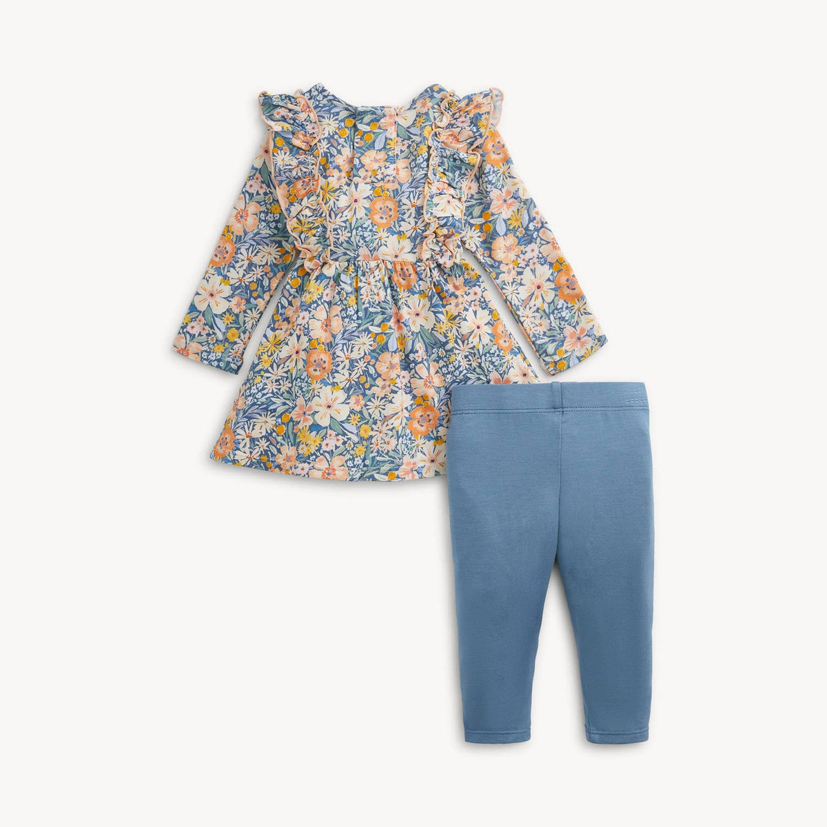 FLORA MODAL GIRLS RUFFLE L/S DRESS W LEGGING