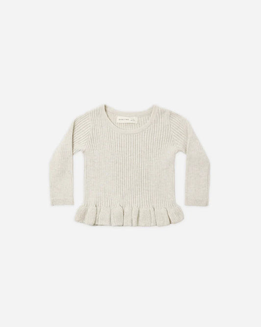 Rib Knit Peplum Top Heathered Oatmeal