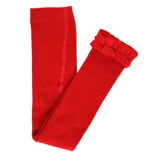 RuffleButts + RuggedButts - Girls Red Footless Ruffle Tights