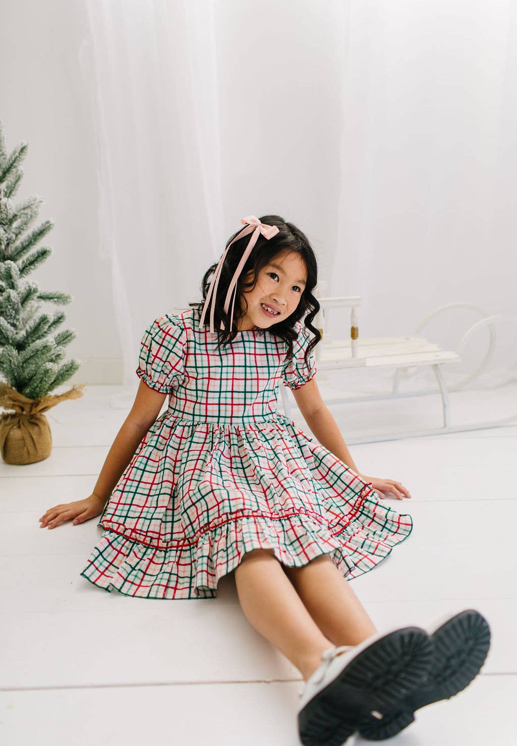 Aura Poplin Dress in Holiday Plaid | Girls Dress