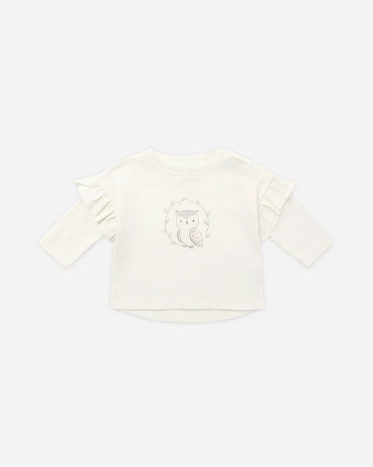 Ruffle Long Sleeve Tee Baby Owl