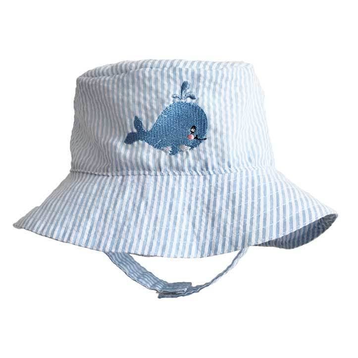 Whale Blue Seersucker Bucket Hat