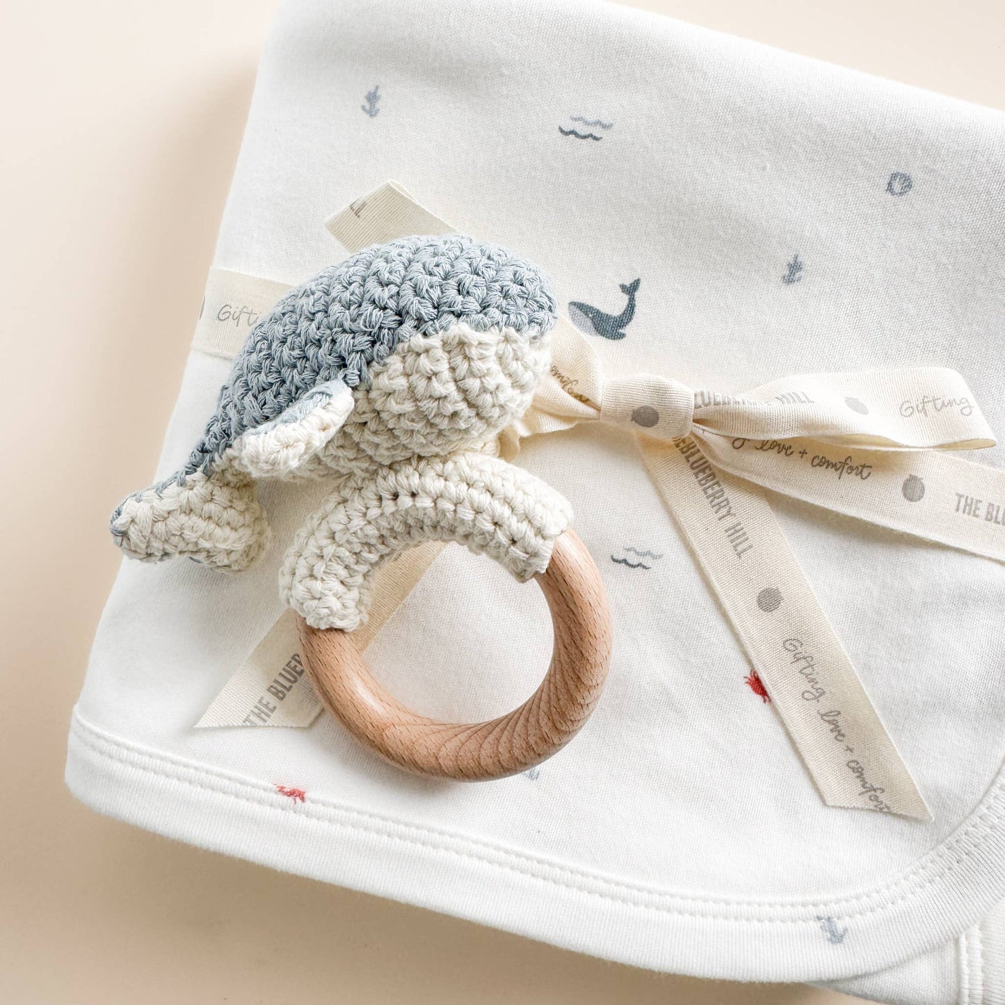 Knit Swaddle Blanket Nautical Ocean Baby Shower Gift Layette