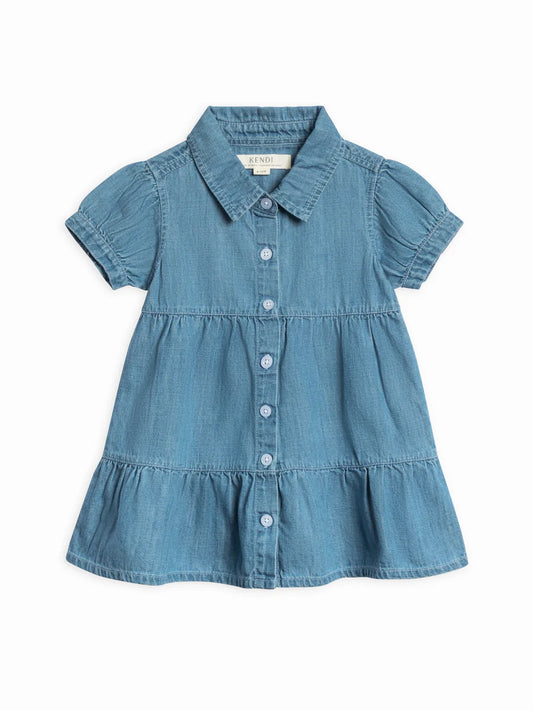 Organic Baby & Kids Pippa Chambray Short Sleeve Shirt Dress