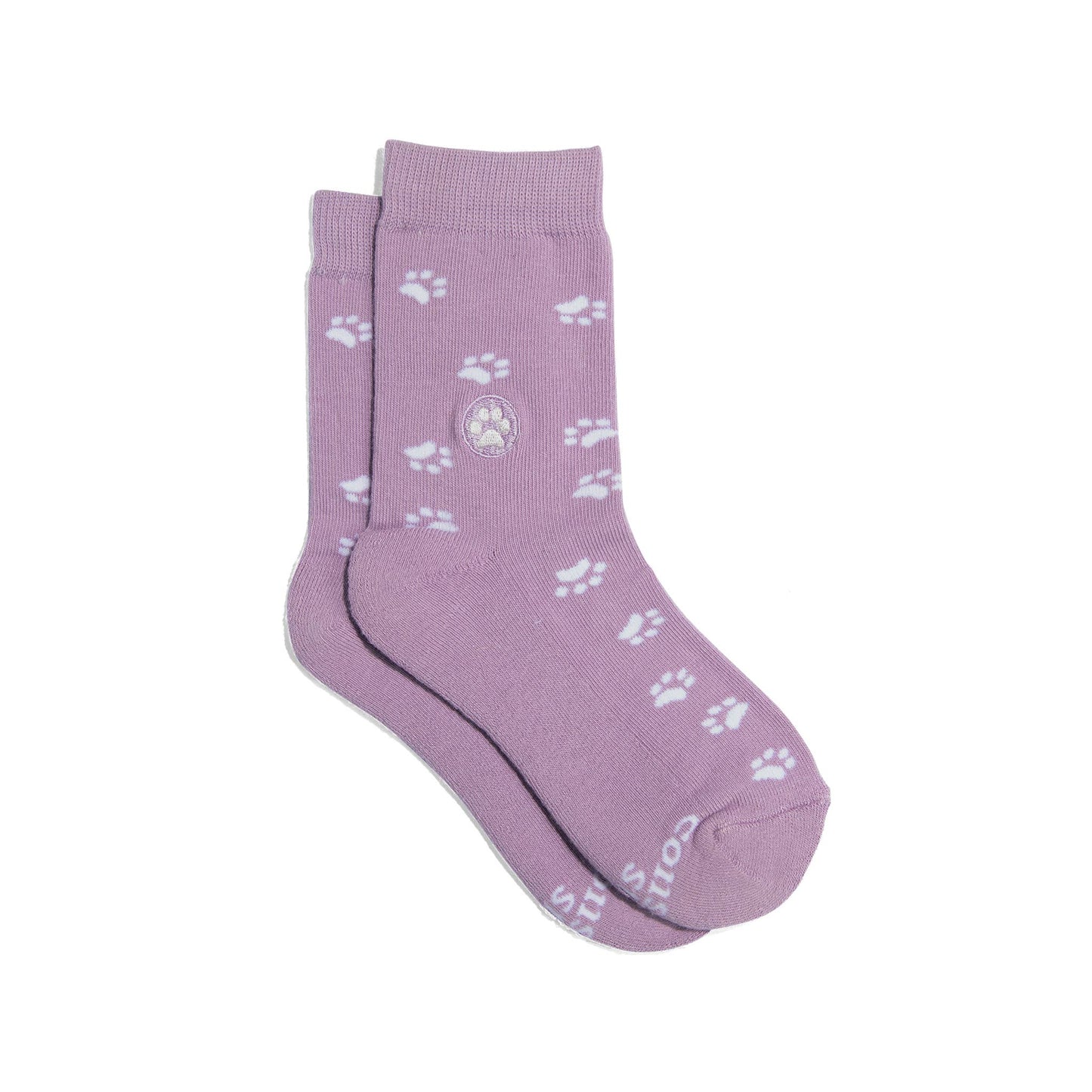 Kids Socks that Save Dogs (Purple Paw Prints)