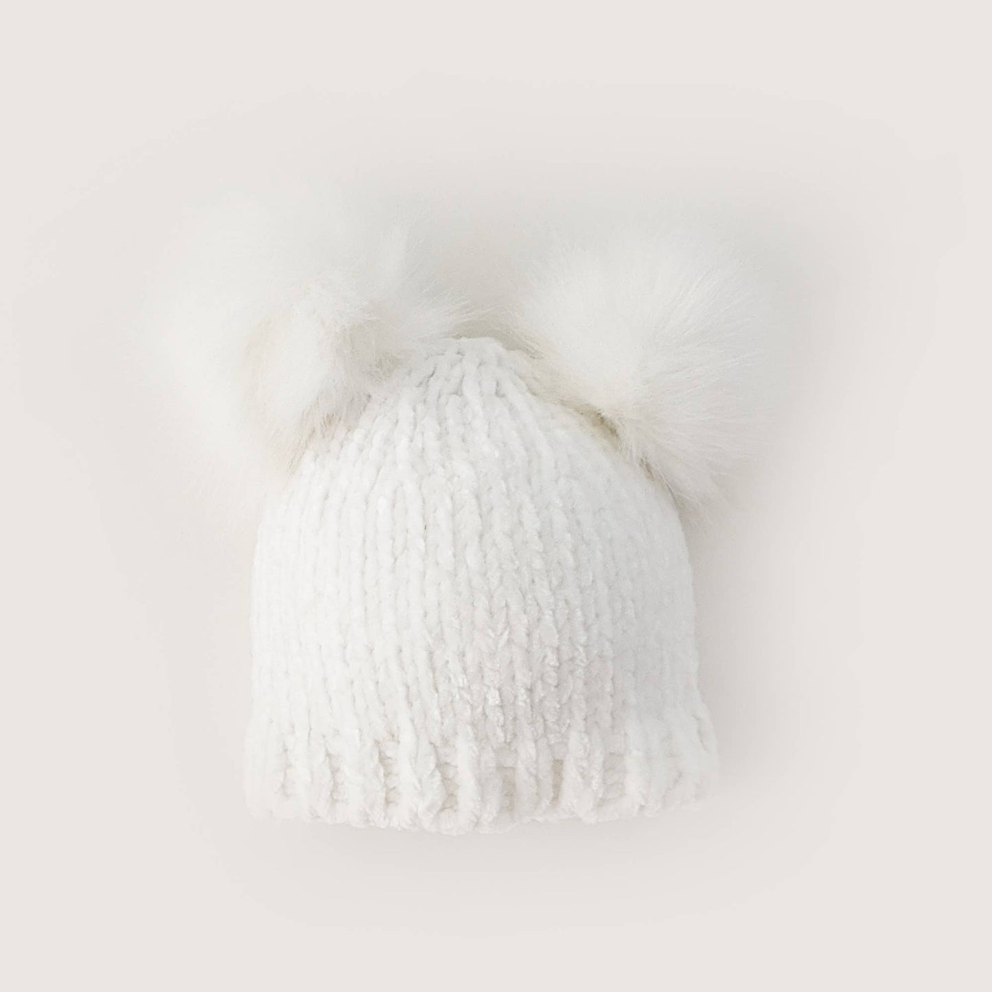 Snowy White Chenille Beanie Hat Baby & Kids