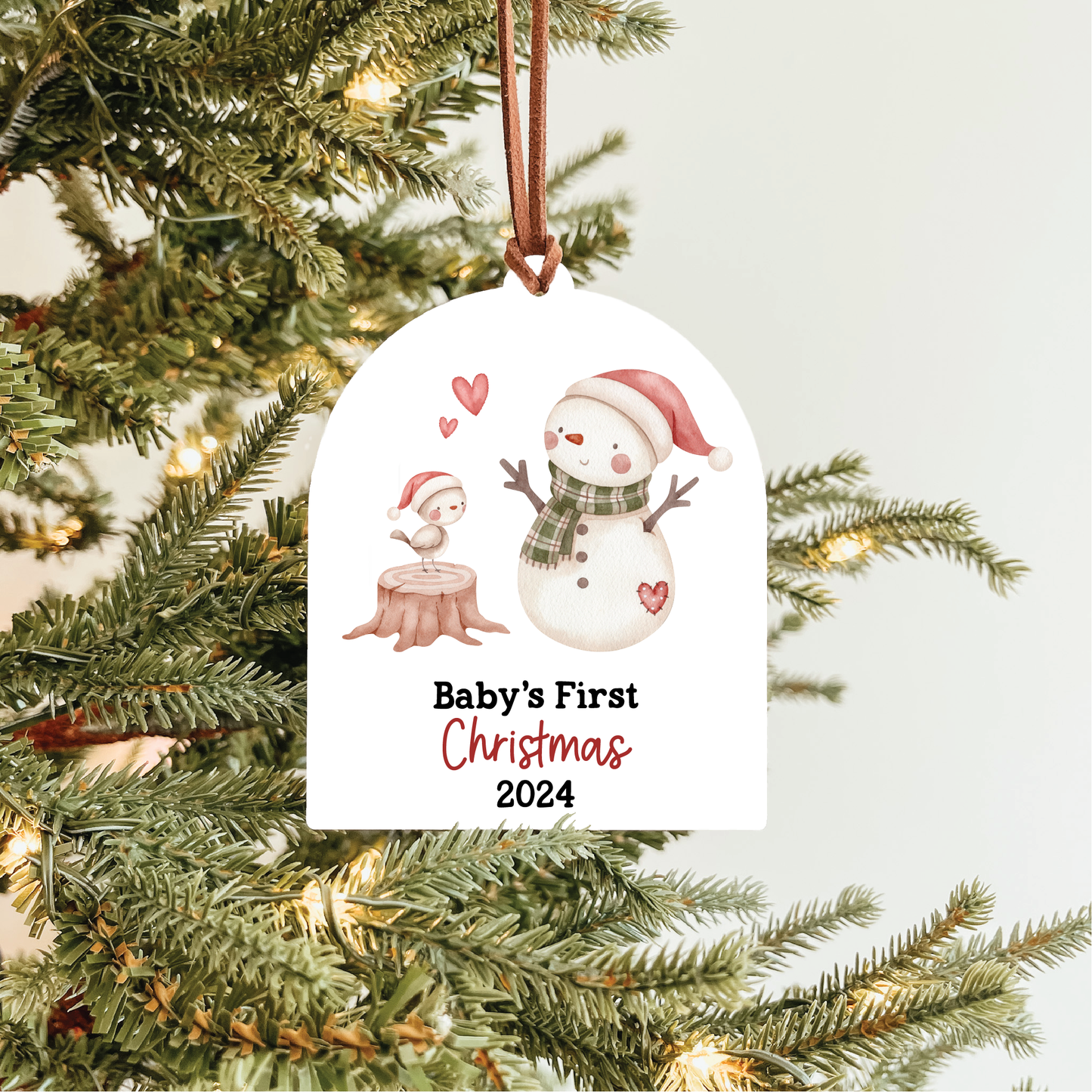 Baby's First Christmas Ornament 2024 | Snowman & Bird Arch