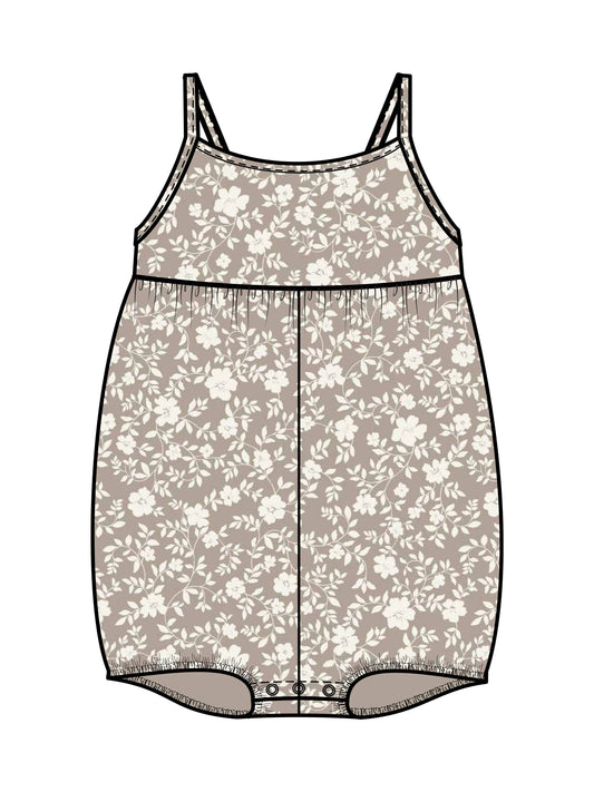 Organic Baby Sosi Tank Romper - Nicola Floral / Beige