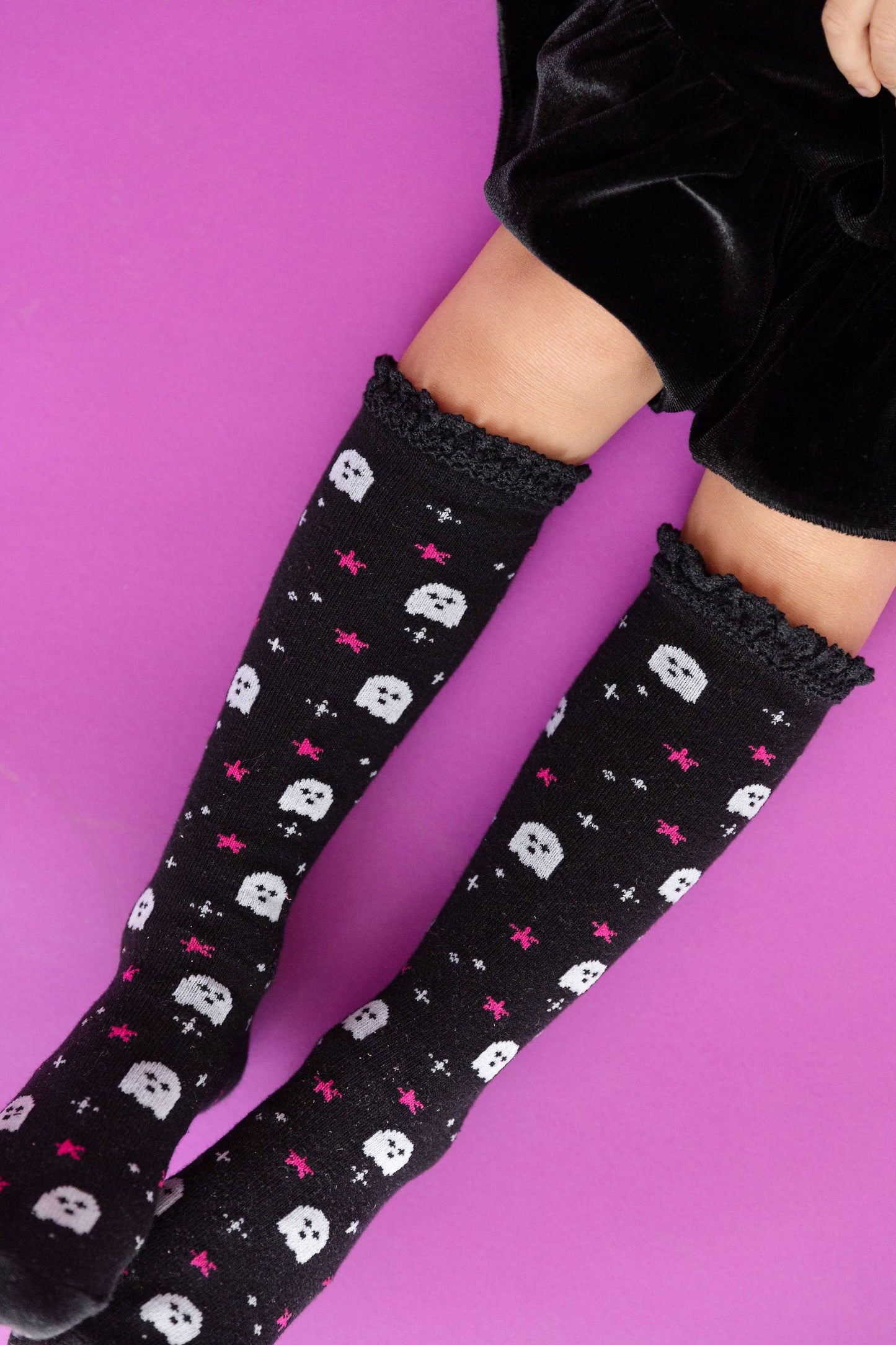 Ghouly Girl Lace Top Knee High Socks