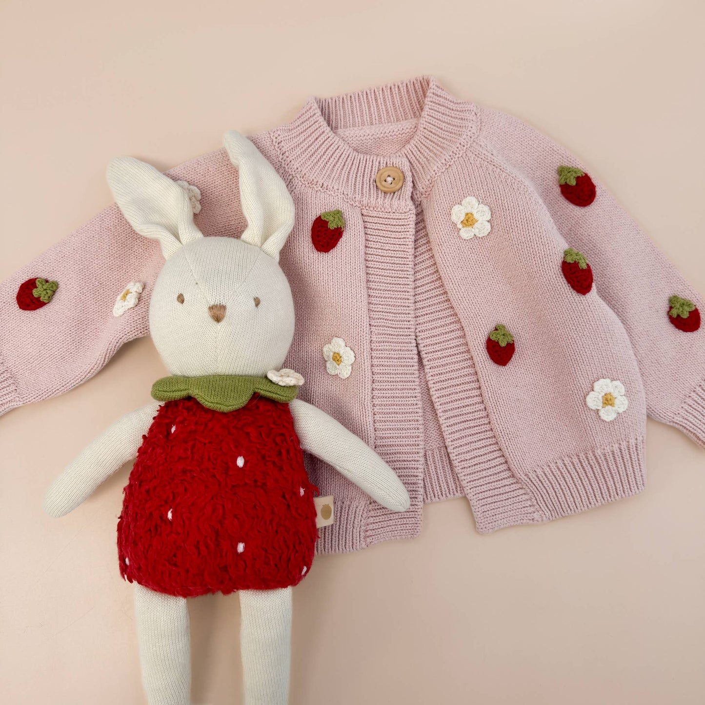 Cotton Strawberry Flower Cardigan Blush Baby Sweater Clothes