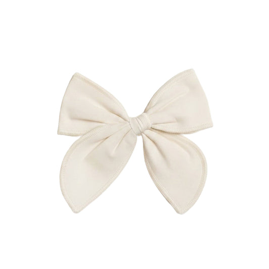 Poplin Bow Clip - Ivory