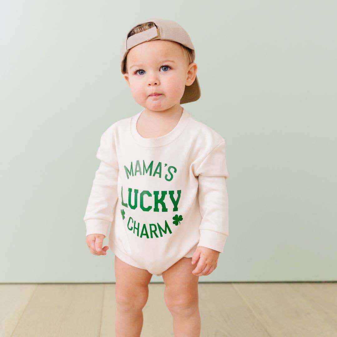 Mama's Lucky Charm St. Patrick's Day Long Sleeve Romper