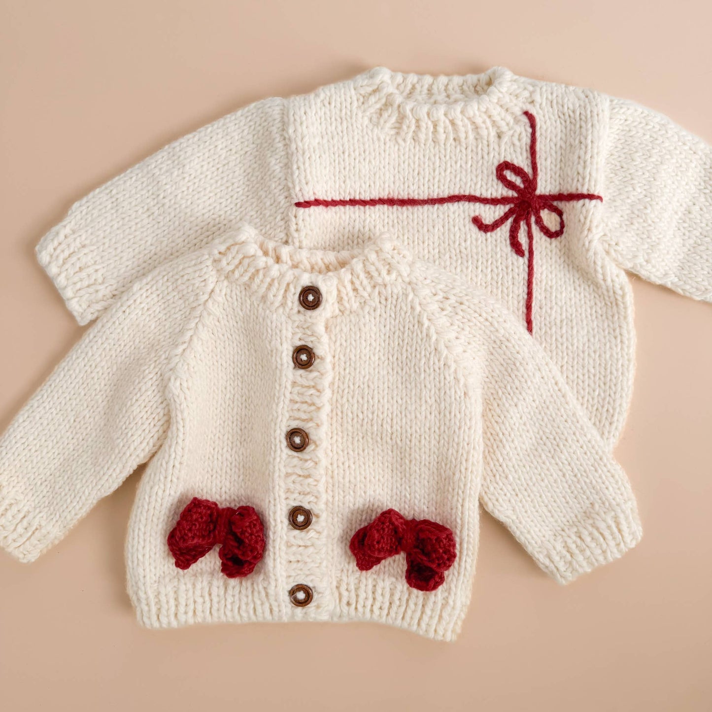 Red Bow Cardigan Kids Baby Sweater