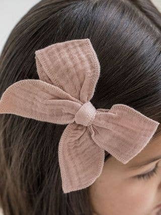 Colored Organics - Organic Baby Muslin Bow Clip - Dusty Mauve