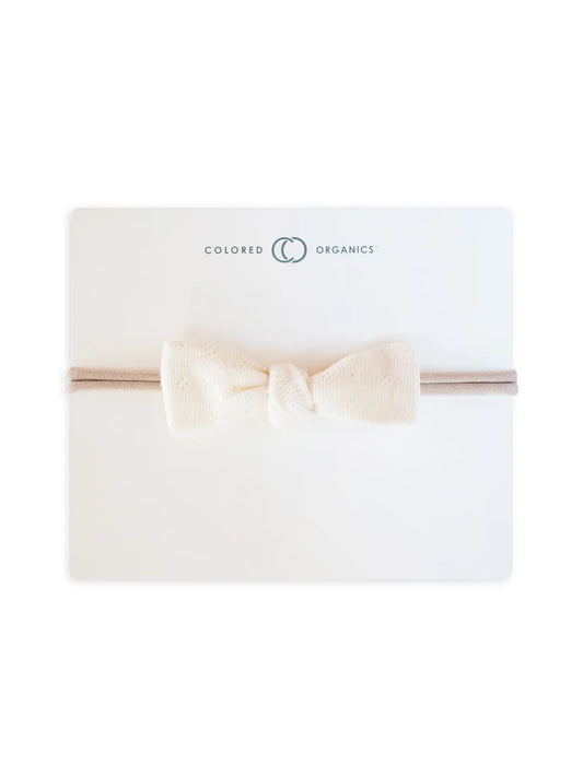 Ivory Organic Baby Pointelle Dainty Bow