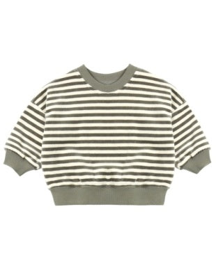 Velour Relaxed Sweatshirt - Spruce Stripe