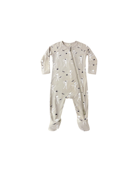 BAMBOO ZIP FOOTIE || SKELETONS